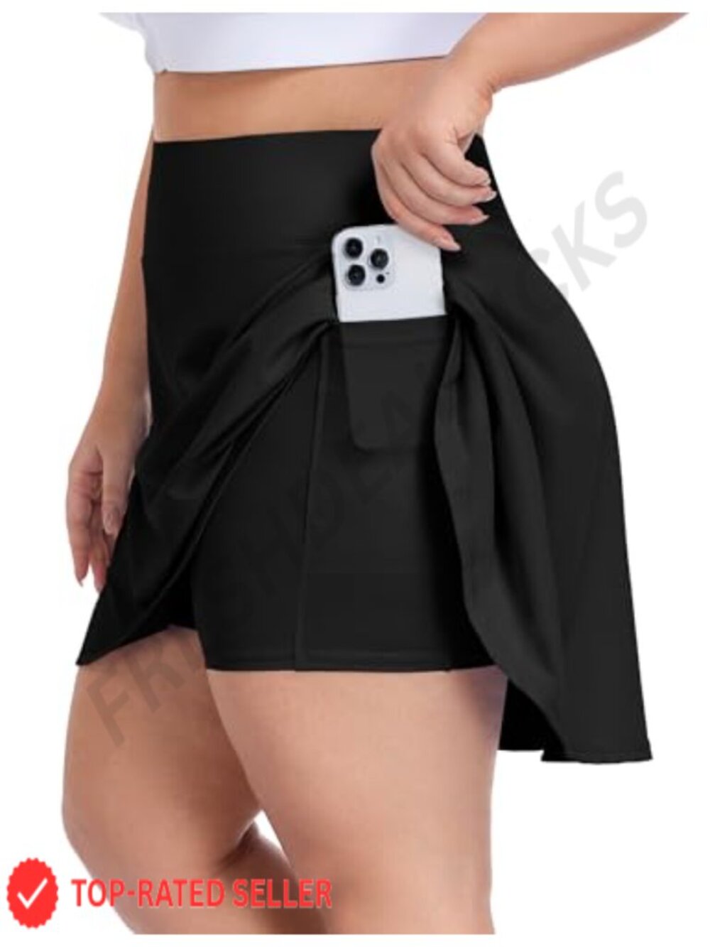 Plus Size Tennis Skort with Built-In Shorts and Pockets Pleated Athletic Skirt
